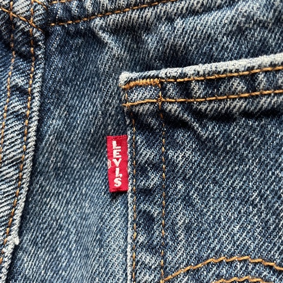 Levis Premium Wedgie Straight Jeans 25 Distressed Button Fly Raw Hem Carry Kerry - Picture 7 of 14